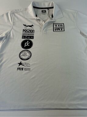OGIO White Polo with Black Logo Prints